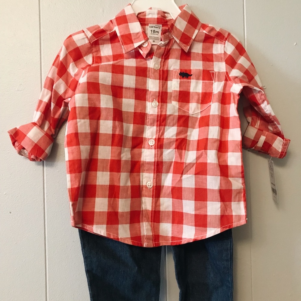 BNWT Carter’s Red Plaid Shirt & Jeans